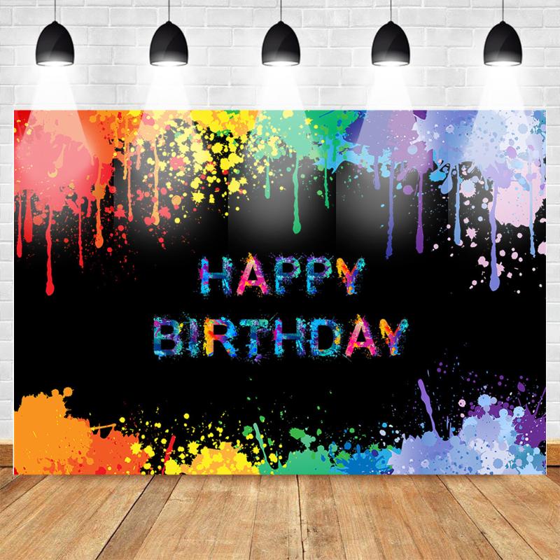 

Glow Splatter Backdrop Birthday Background Colorful Graffiti Birthday Party Banner Decoration Neon Paint Photo Booth Backdrops