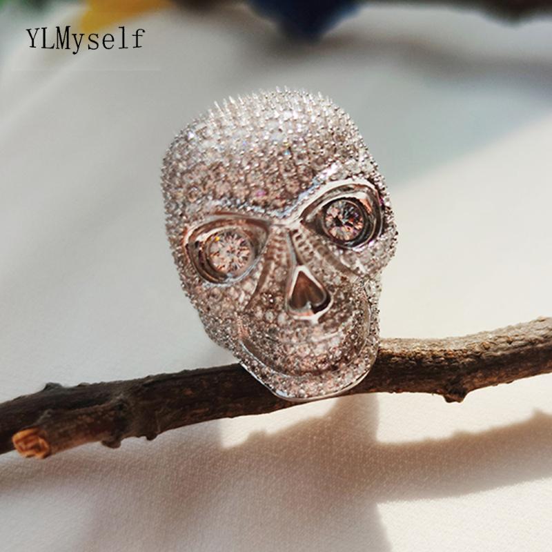 

Cool Rock Big Stones Full stones Jewelry Skull-Design Large Rings for Cocktail party Neo goth Jewellery Women