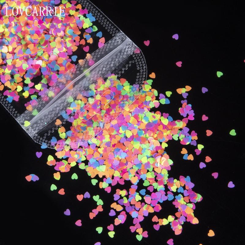 

LOVCARRIE Phosphor Heart Nail Art Decorations Mouse Butterfly Sparkles Pink Nail Glitter Mix Star Luminescent Powder Flakes 1bag