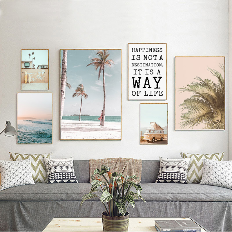 

Surfing Landscape Canvas Poster Nordic Style Inspirational Quote Wall Art Print Painting Decoration Pictures Home Home Decor
