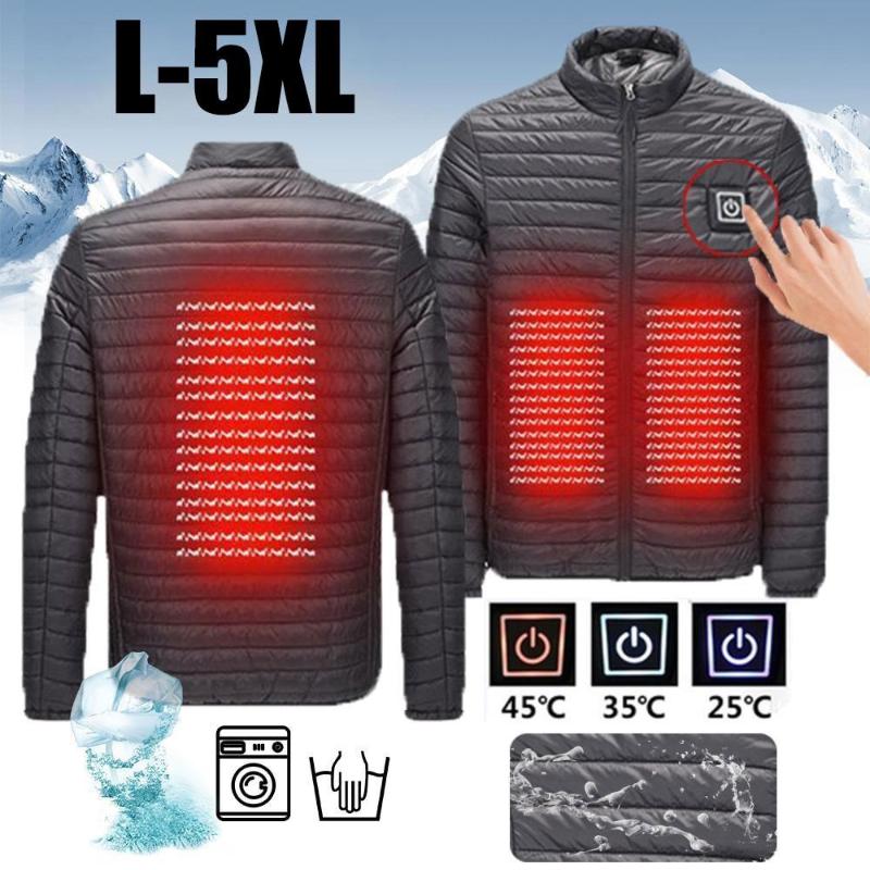 

Coat Waterproof USB Heated Coat Electric Vest Heated Pocket Temperature Ajustable Zipper Skiing Heating Jacket Washable, As pic
