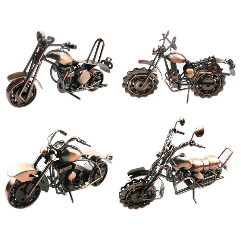 

Motorcycle Model Retro Motor Bronze Handmade Motor Metal Decoration Prop Vintage Home Decor Kid Toy Figurine Iron Boy Gift