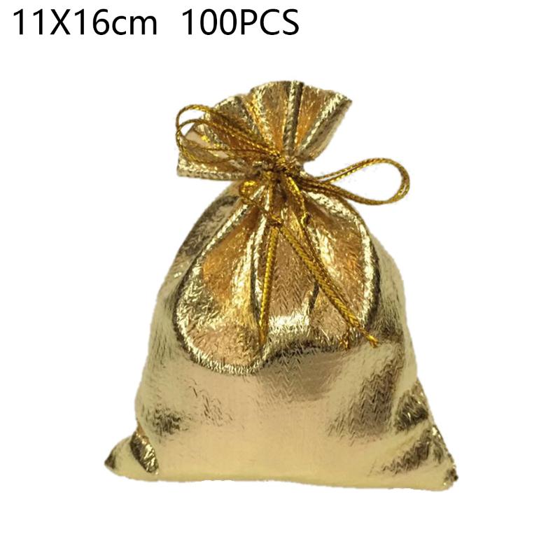 

100 Gold Silver Stain Organza Jewelry Gift Wedding Favors Bags Pouch Gift Bags