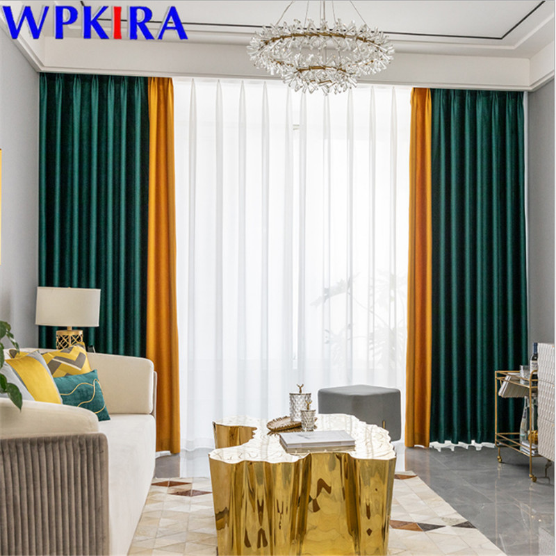 

Modern Blackout Curtains For Kitchen Living Room Bedroom Patchwork Sheer Curtains Window Treatment Curtain Drapes W-AD450#30, Blue gray cloth