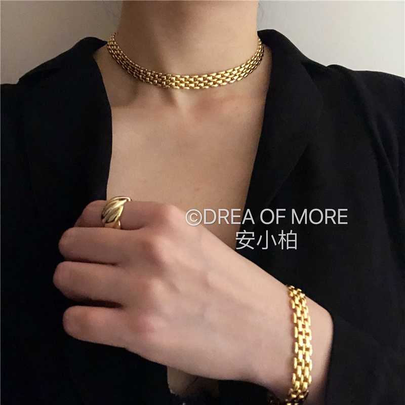 

Brass With 18K Gold Pave Chunky Statement Neckalce Japan Korean Style Party Designer T Show Runway Gown Jewelry Rare INS