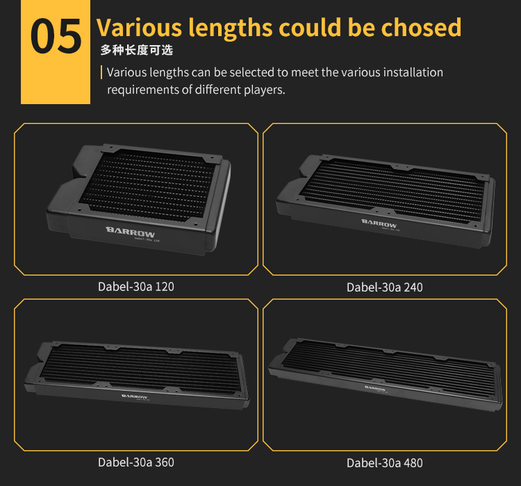 

Barrow 360 copper Water Cooling Radiator single-wave 14 Waterways (Thick:30MM