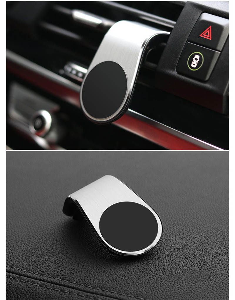 

Metal Magnetic Car Phone Holder Mini Air Vent Clip Mount Magnet Mobile Stand For iPhone XS Max Xiaomi Smartphones in Car, Black