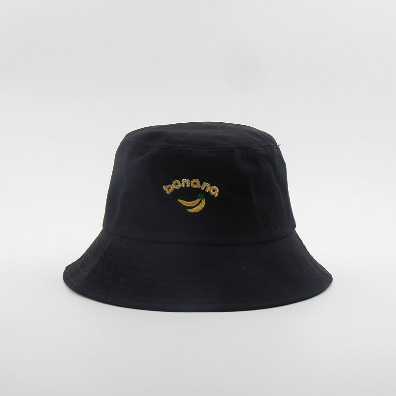 

Fruit Banana Embroidery Fisherman Hat Female Summer Student Korean Wild Visor Bucket Hat Outdoor Travel Fishing Sun Male, White