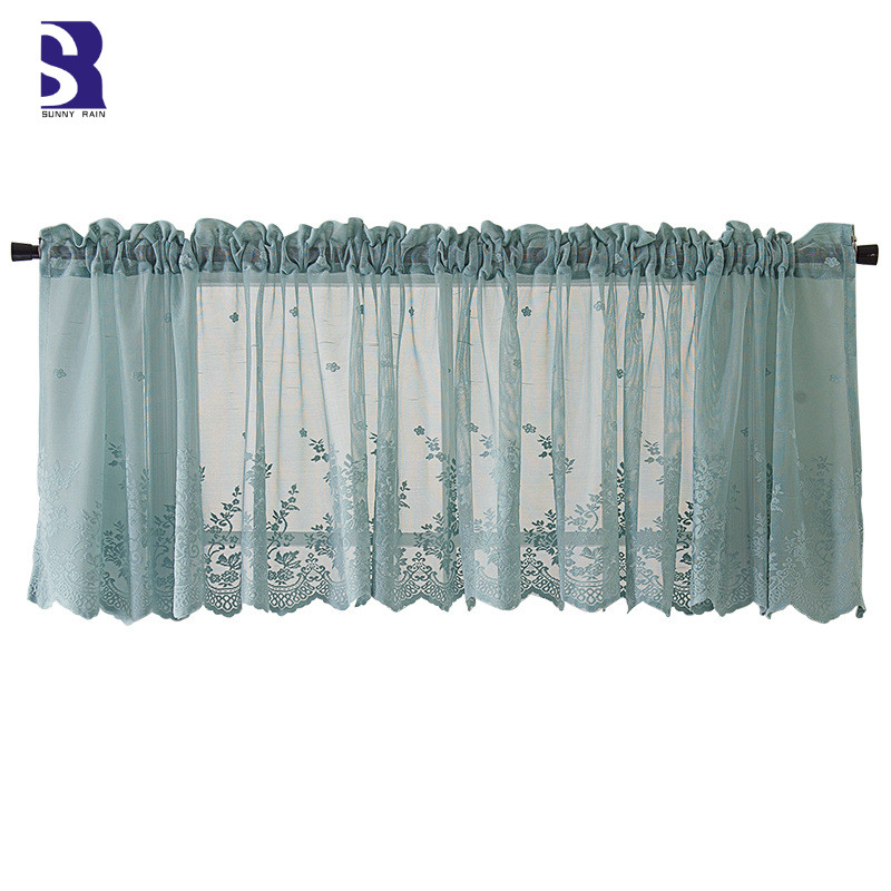 

SunnyRain 2-Piece Lace Short Curtain for Kitchen White Window Curtains Tulle Door Curtain Kids Bedroom Sheer Curtains, Green