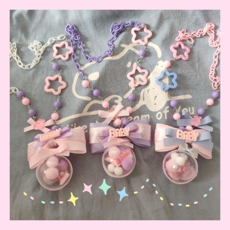

Pendant Necklaces Lolita Sweet Necklace Harajuku Cute Kawaii Bow Candy