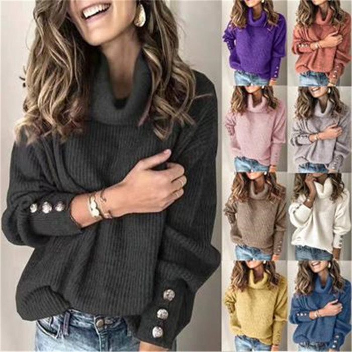 

2020 autumn and winter hot fashion casual women's sweater high neck long sleeve sweater top, Kg-7
