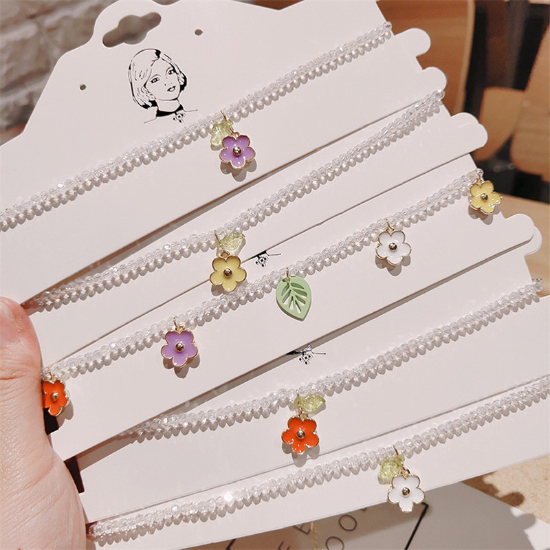 

Chokers 2021 Kpop Summer Daisy Flower Pendant Beaded Short Women Egirl Necklace Party Marriage Aesthetic Accessorie Jewelry Gift