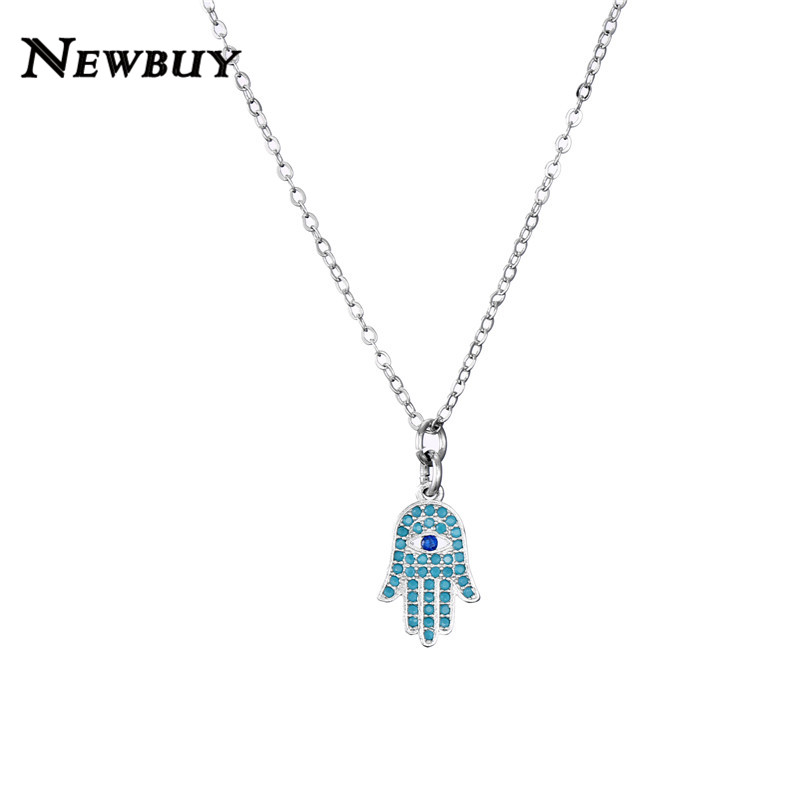 

cmoonry Cute Palm Pendant Necklace For Women Blue Cubic Zirconia Jewelry Gold Link Chain Female Choker Necklace