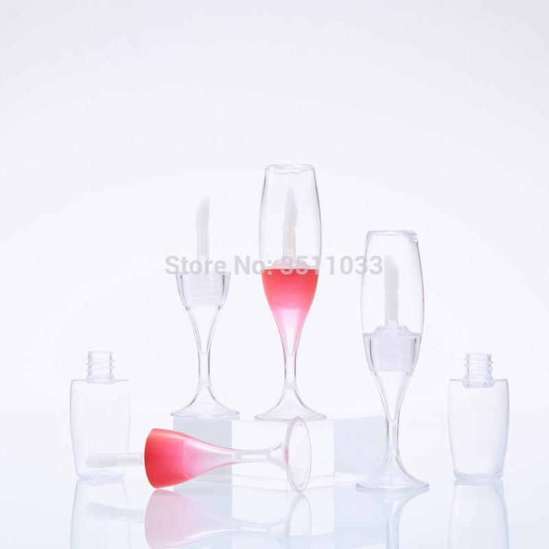 

8ML Creative Wine Shaped Empty Lip Gloss Bottles Tube DIY Red Clear Cosmetic Refillable Lip Glaze Bottle with Wand Tip Container