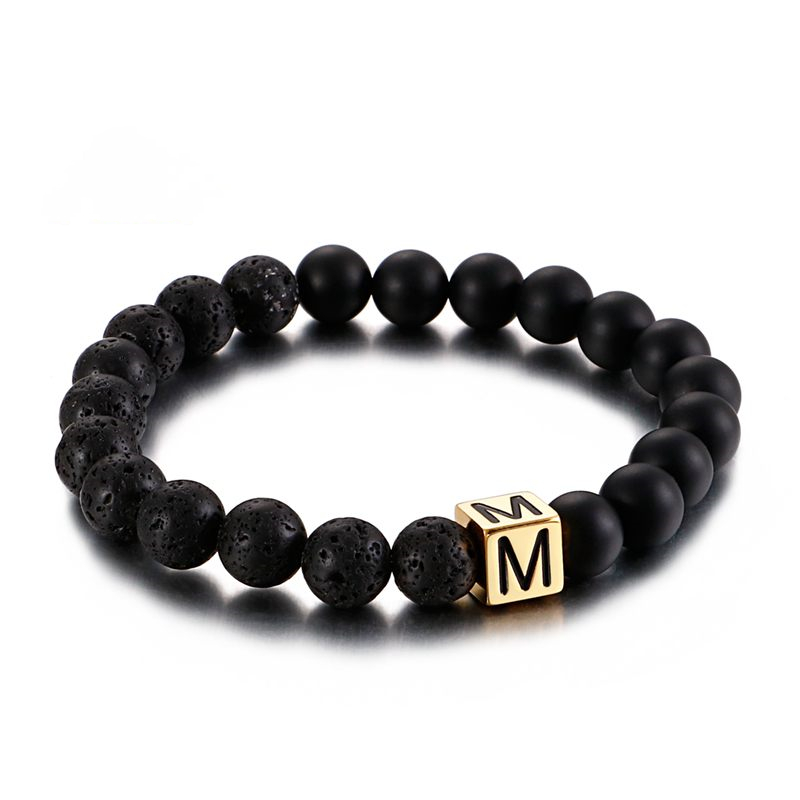 

26 letter Couple Bracelet Charms Stone Beads Men Jewelry Bracelets Women Bangles Pulseira Masculina Bileklik Pulseira Feminina
