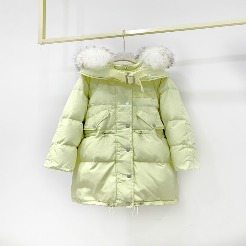 

Hooded Winter Jacket Thick Parkas Warm Snow Coat Retractable Waist Fur Duck Down Large Natural Women White Clothing Length, Beige