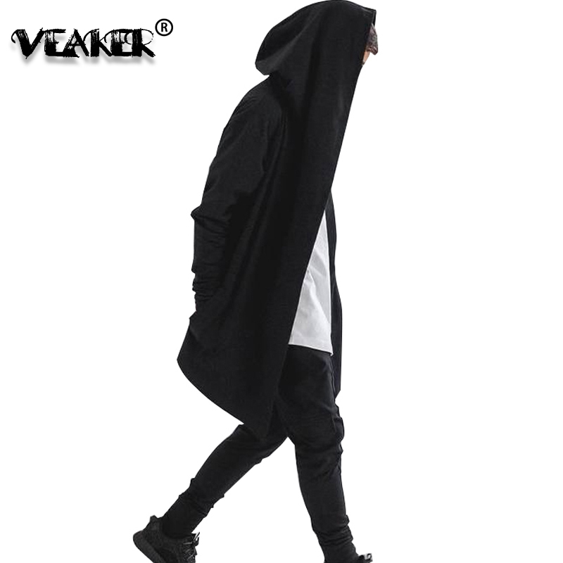 

2020 Hip Hop mens hoodies, black cloak, hooded jacket, long sleeve coat, street wear, plus size hoodie 3XL