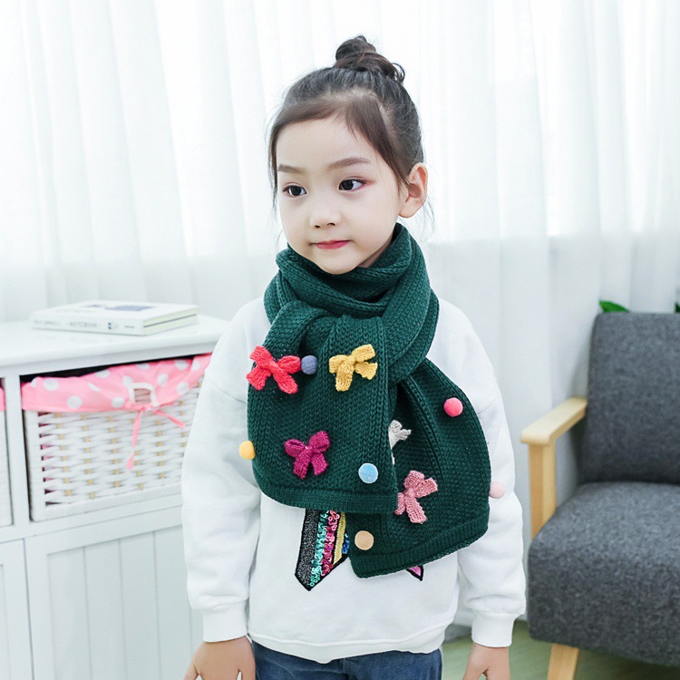 

Fashion children's thick warm scarf Flower bow scarf new knitted warm autumn and winter new