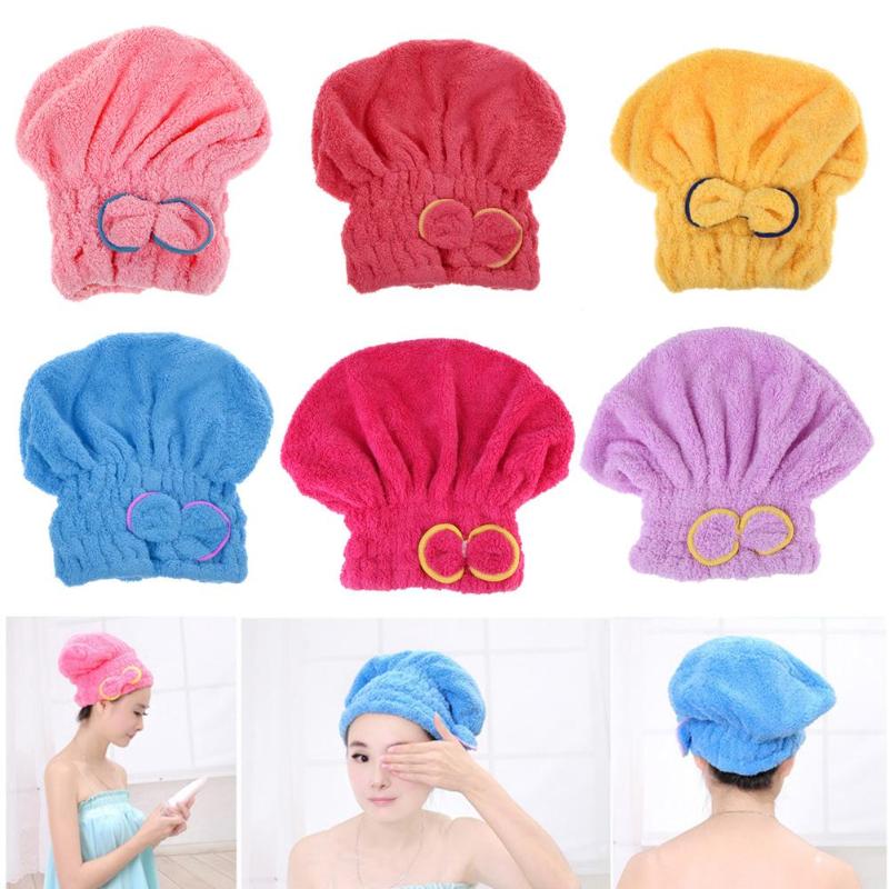 

Towel Home Textile Microfiber Hair Turban Quickly Dry Hat Wrapped Bath