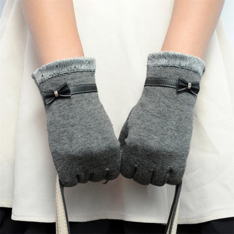 

CHSDCSI Touched Screen Gloves Cashmere Mittens Winter Female Womens Fashion Bow Ladies Mittens Warm Gloves Wrist Guantes