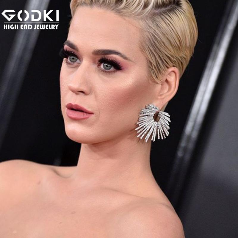 

GODKI Luxury Fireworks Stud Earrings For Women Wedding Cubic Zirconia Dubai Bridal Earrings Costume Jewelry 2020 Summer Party