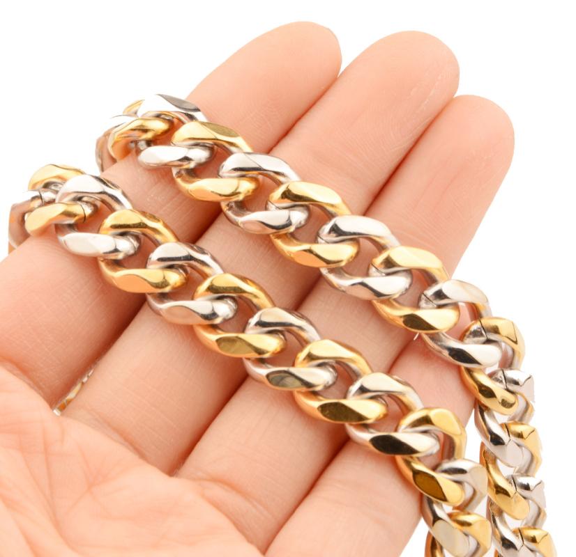 

10mm New Stainless Steel Silver Color&Gold Tone Jewelry Cuban Curb Chain Gift Mens Unisexs Necklace Or Bracelet Bangle 7-40inch