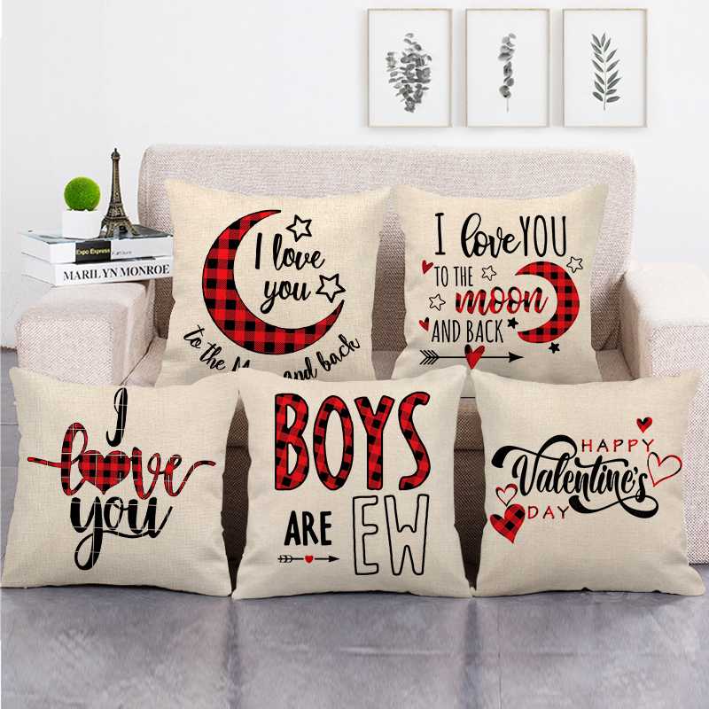 

45cm*45cm Happy Valentine's Day in love design linen/cotton throw pillow covers couch cushion cover home decor pillow
