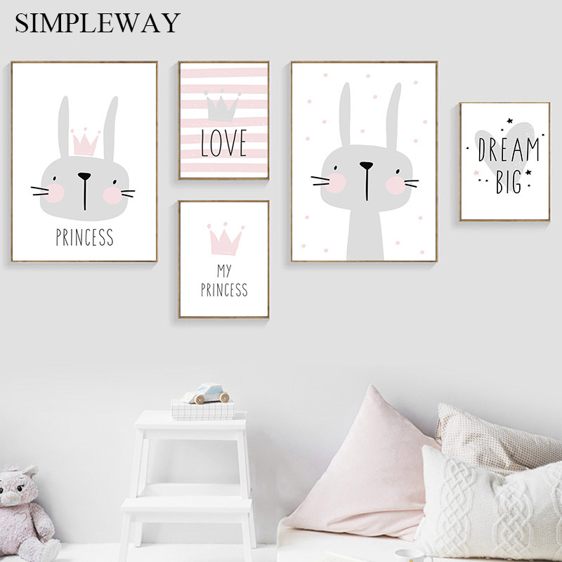 

Baby Nursery Wall Art Canvas Poster Crown Print Cartoon Painting Decorative Picture Nordic Kid Child Bedroom Decoration