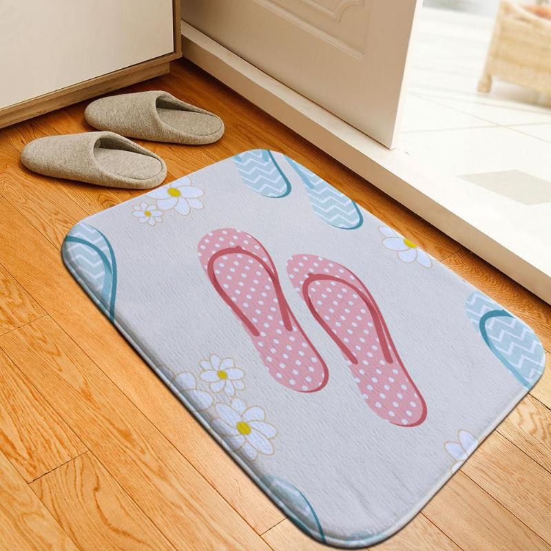 

Carpets Romantic Beach Scenery Bathroom Mat Rug Soft Crystal Fleece Anti-skid Kitchen Carpet Balcony Doormat For Home Decor, No.03