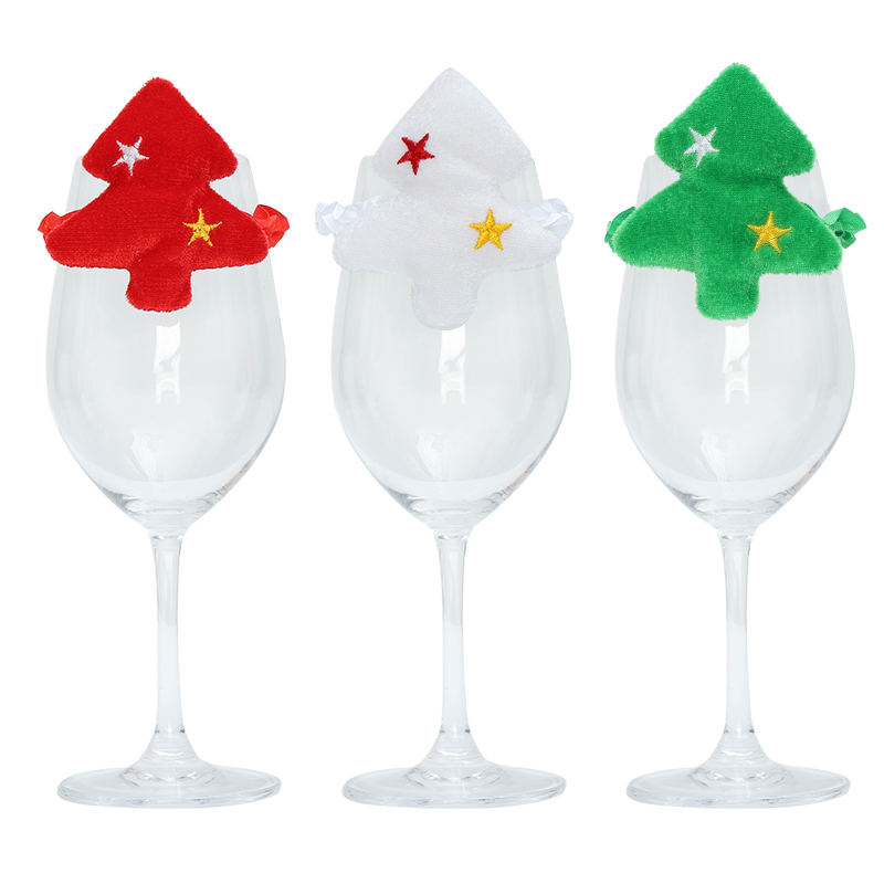 

Christmas Decoration Table Cup Cover Christmas Tree Cup Set Xmas Glass Ornament Dinner Party Table Ware Decor for Wine 40% OFF