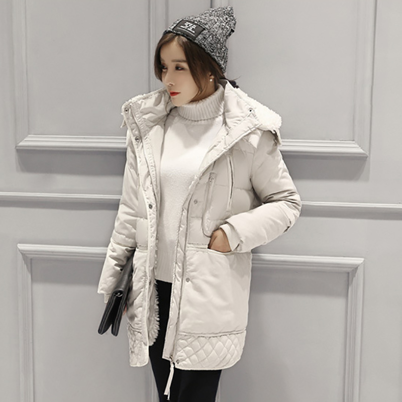 

2020 Autumn And Winter Down Jacket Women' Mid-length Fashion Slimming Plus-sized Women Winter Coat, Beige