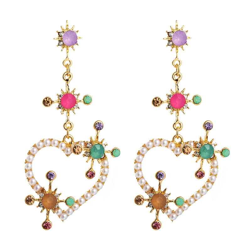 

Dangle & Chandelier Vintage Baroque Heart Shape Earrings For Woman Elegant Simulated Pearl Statement Drop Party Ear Jewelry