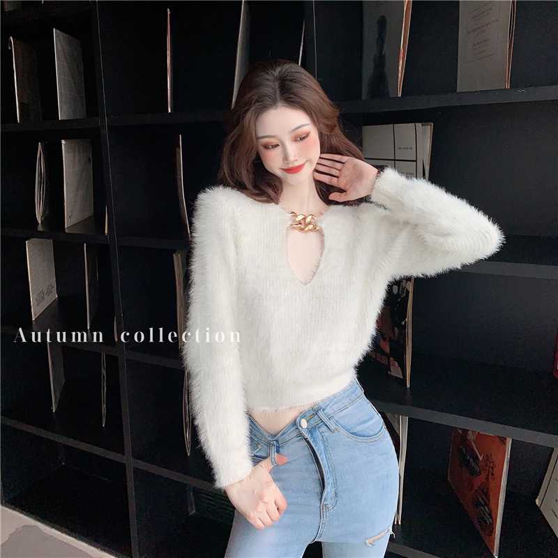 

Women's Sweater Autumn Korean Newstyle Soft Hollow Tight Bottoming Knitted Casual Pullovers Top Long Sleeve Sweater Outwears, Black