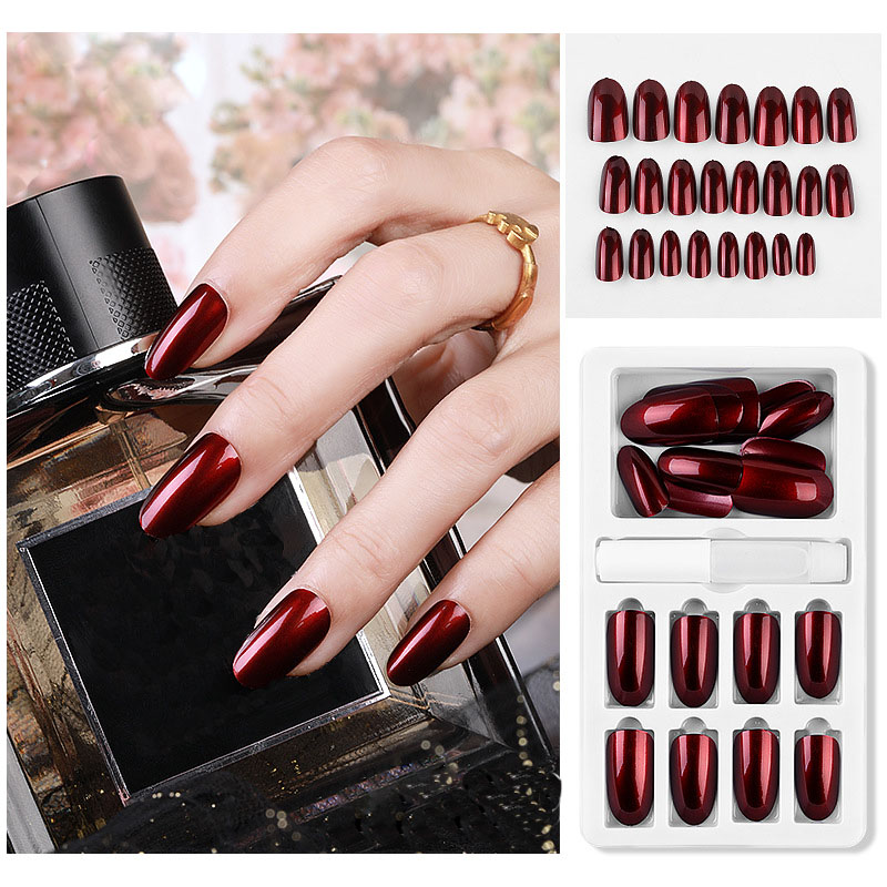 

24Pcs Acrylic Fake Nails Reusable Women's Fashion Stick Press On Nails Full Cover False Detachable DIY Tool 2020 New, 10