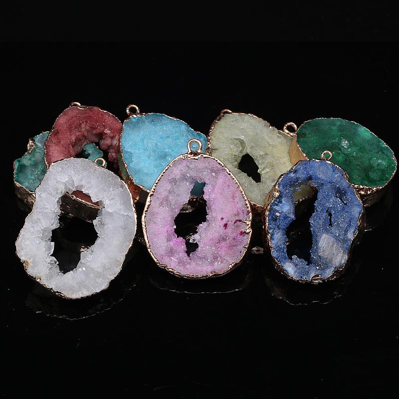 

Natural Druzys Quartz Crystal Pendant Charms Irregular Agater Pendants For DIY Making Jewelry Druzy Necklace Size 25x30-35x40mm