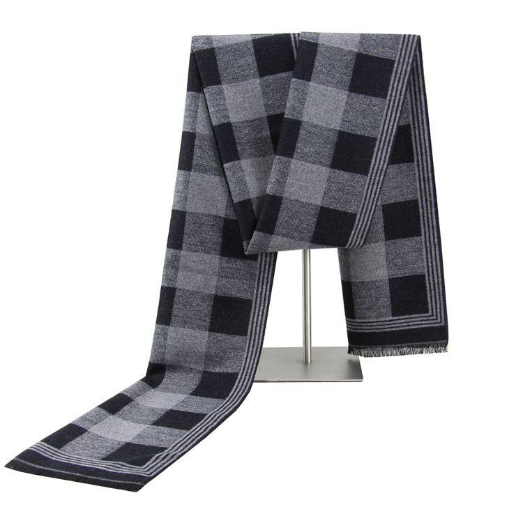 

New style men's scarf, winter warm business and leisure plaid scarf men, cotton thick men's scarf manufacturer