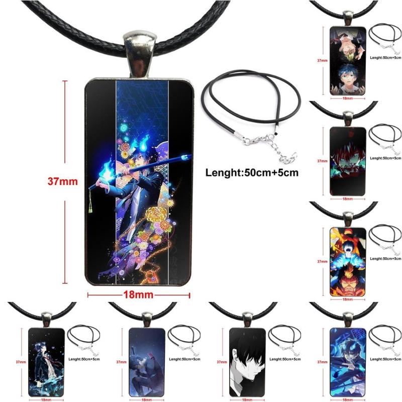 

Glass Pendant Galaxy Pendant Necklace Women Steel Plated Necklaces Jewelry For Unisex Gift Blue Exorcist Anime