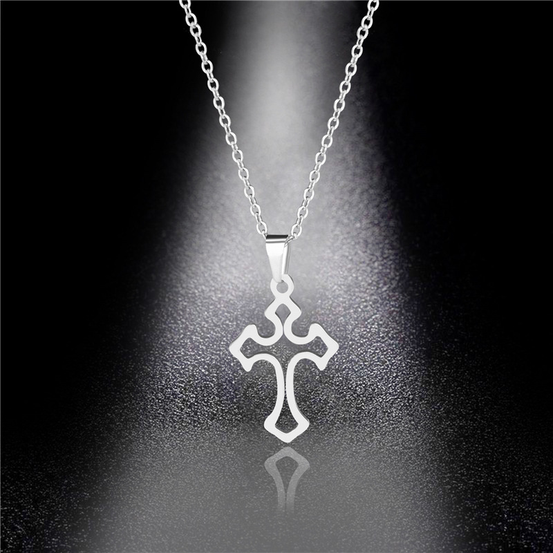 

Hollow Titanium Steel Necklace Korean Version of The Christ Ins Style Hip-hop Cross Necklace Is Now Pendant Goods Wholesale