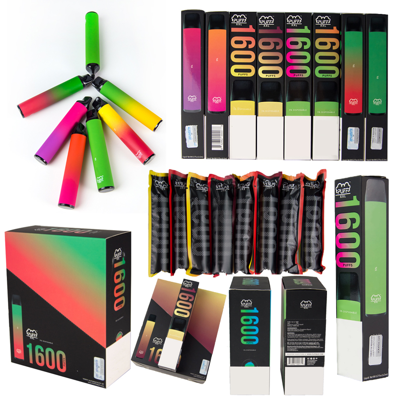 

1600Puffs Puff XXL Disposable Vape Pens Prefilled 3.5ml Device Pods E Cigarettes 450mAh 10 Colors Starter Kits With Security Code