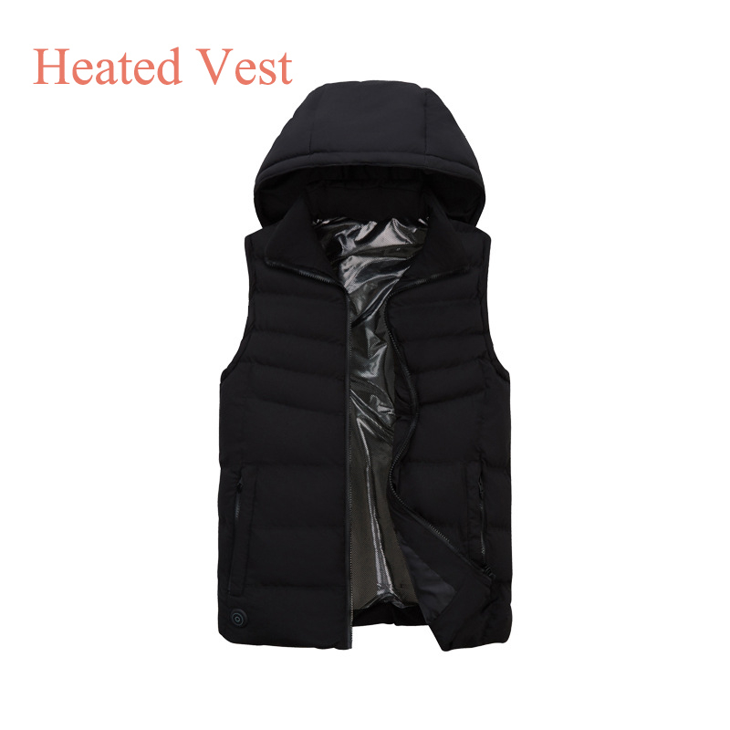 

Winter Men's Heated Vest Constant Temperature Motorcycling Equestrain Top Warm Jacket Smart Charging USB Heated Vest Couples, Black