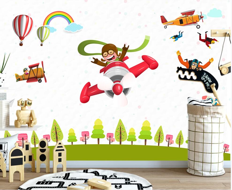 

3d photo wallpaper custom mural plane Modern hand-painted airplane boy bedroom home decor wallpaper in the living room, Non-woven wallpaper