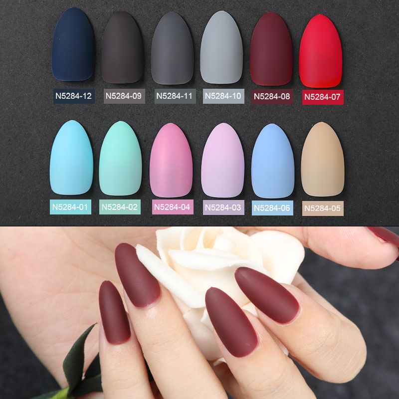 

Fake Nails Matte False Nail 24pcs Detachable Tips for Nail Extension Manicure Press on Fake False Nails Art Decoration, 09
