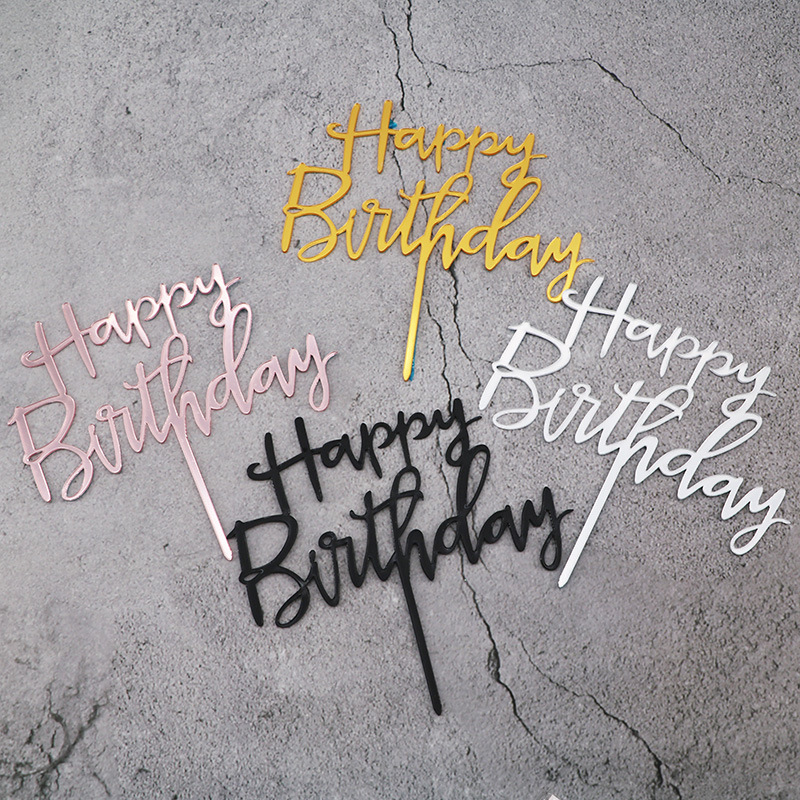 

Happy birthday cake topper Acrylic Baking cake Insert Decorating Cupcake Birthday Party Decoration Supplies Top Flag