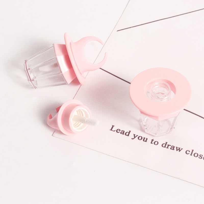 

Empty Pink Plastic Lip Gloss Tube DIY Cute Cosmetic Polygon Lip Oil Container Clear Diamond Shape Gloss Refillable Bottle