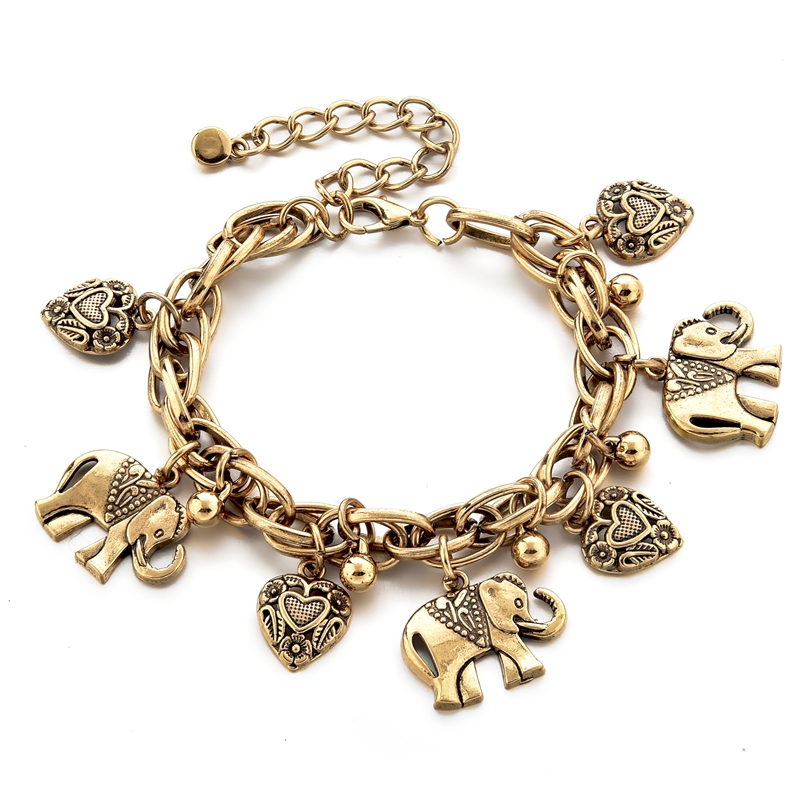 

SZELAM Elephant Charm Heart Vintage Bracelet Woman Hot Extend Chain Adjustable Bracelets Pulsera mujer 2020 New SBR190173