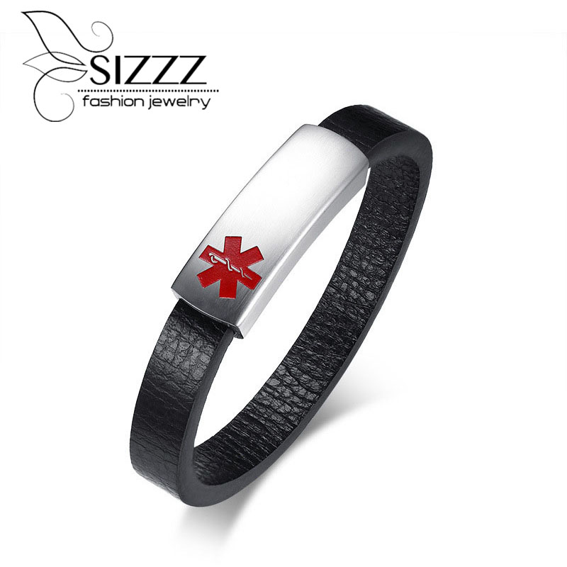 

Men's titanium steel magnetic buckle logo microfiber leather bracelet&bangles