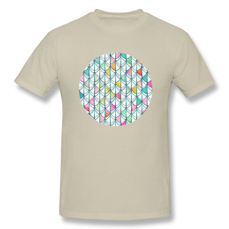 

Pencil & Paint Fish Scale Cutout Pattern White Teal Yellow & Pink Fish Men' Basic Short Sleeve T-Shirt European Size
