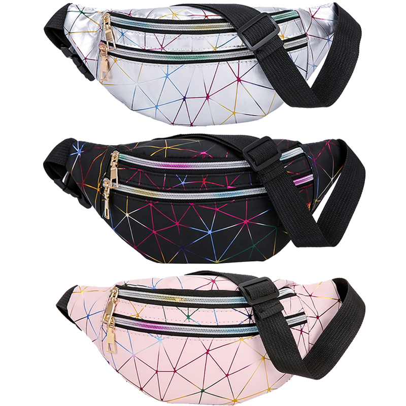 

New Holographic Fannypack For Women Bumbag and Girls Bumbag Shiny Neon Laser Crossbody Waist Bag Party Rave Bum bag Fanny Pack Drop Shipping, Black