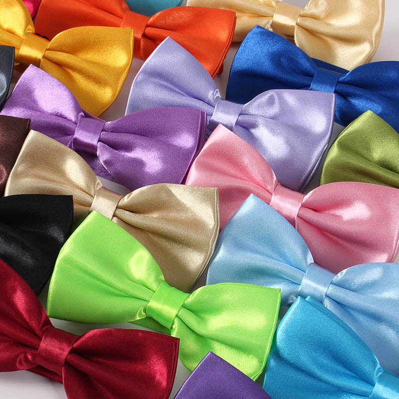 

Polyester Monochrome Bow tie Men wedding party banquet trendy solid color bow tie Colorful for men and women