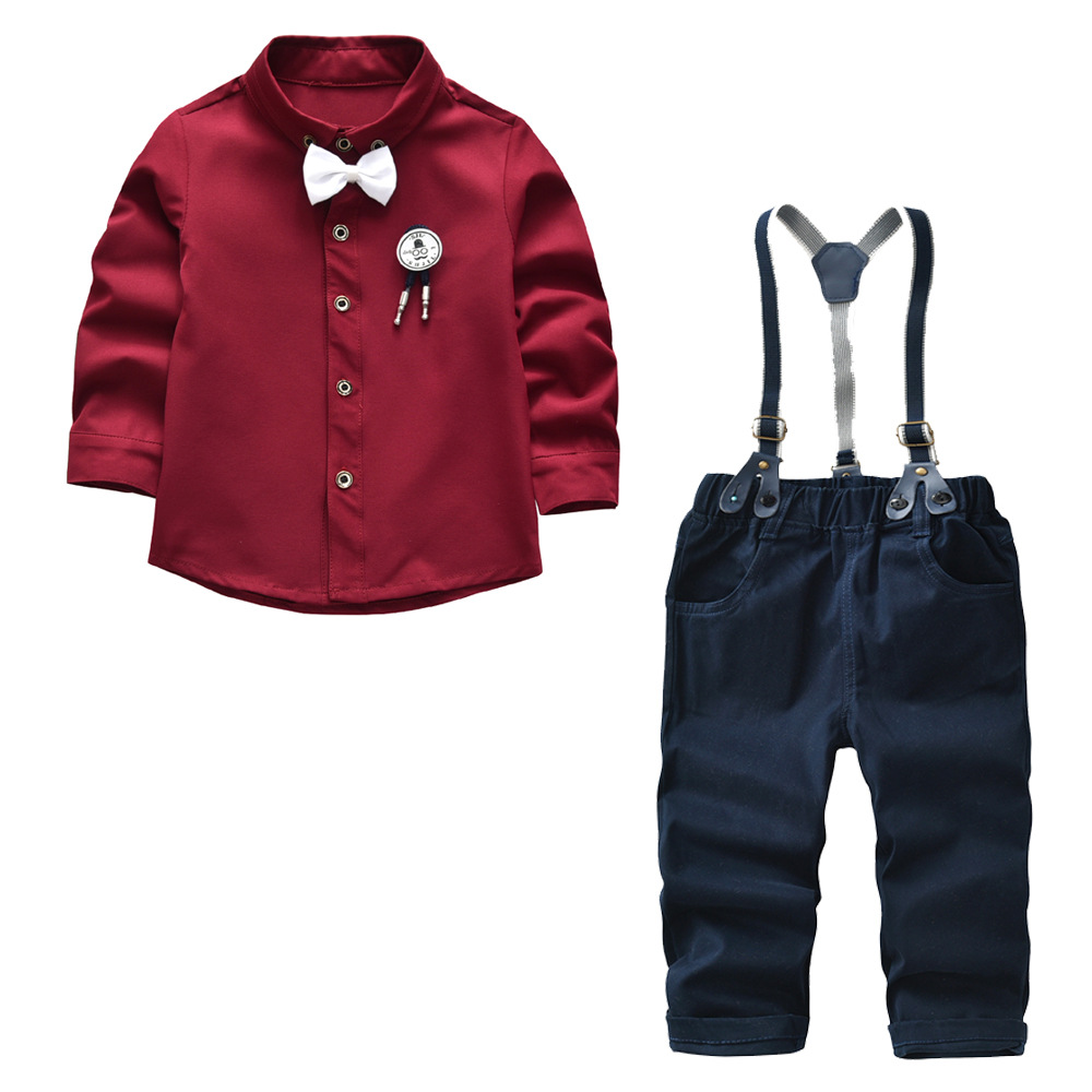 

Kids Boys Clothes Set Cool 2PCS Shirt + Jeans Gentleman Strap Set Age Bib Overall Long Sleeve Children's Clothing Autumn Set 2-7, As picture